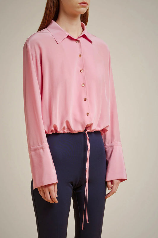 blusa rosa seda