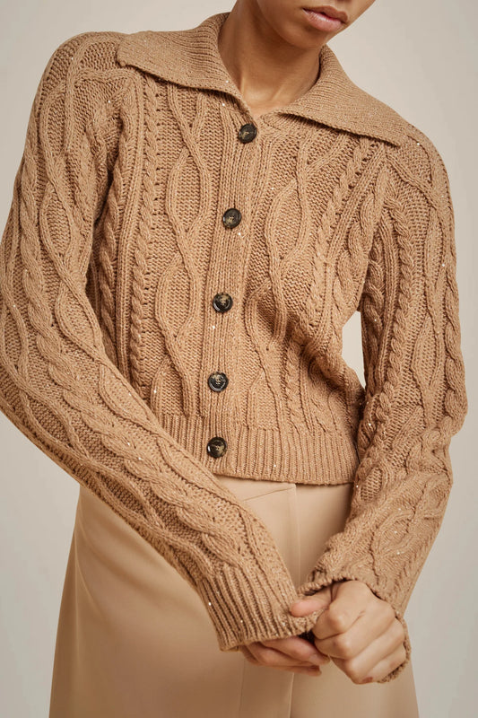 RECYCLED CASHMERE SEQUIN CARDIGAN