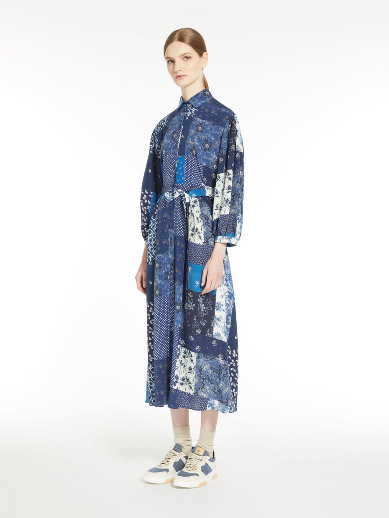 Maxmara Weekend vestido seda patchwork